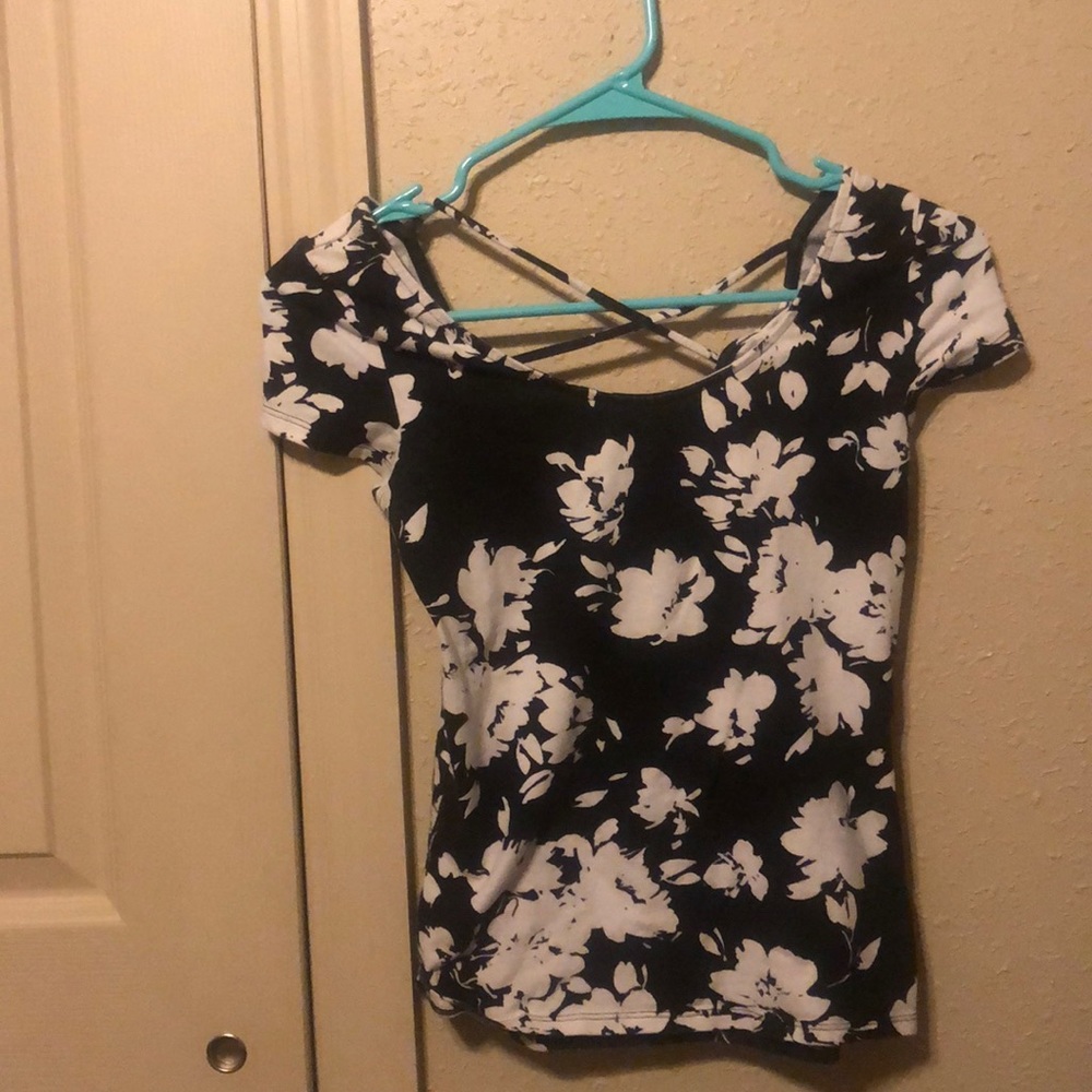 Black and white floral top